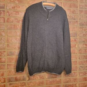 Irelandseye full zip gray wool sweater size large